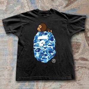 Bape Black And Blue Camo Tee